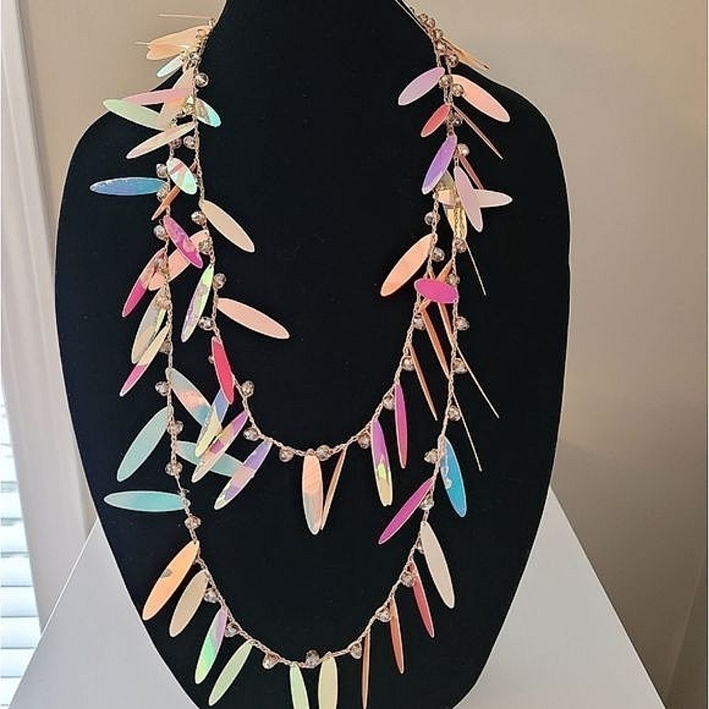 Iridescent Necklace Long Can Be Double Wrapped #0328